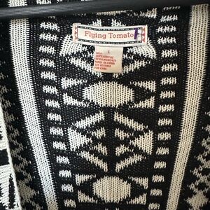 Flying Tomato Black and White Knit Cardigan